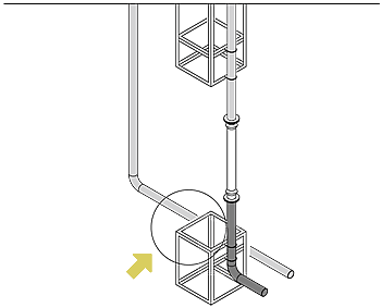 Where there is piping supported by the building near the ground fixing frame